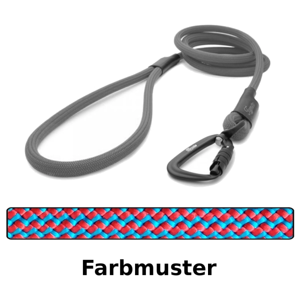 klassische Hundeleine TWIST - M - 115cm - rot-blau im Zickzack